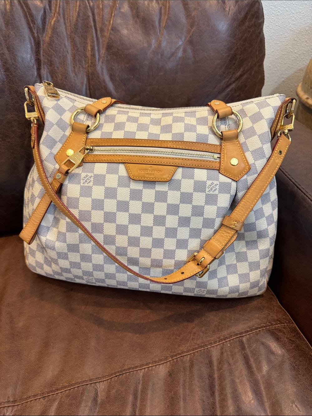 Louis Vuitton Damier Azur Evora MM Shoulder Bag